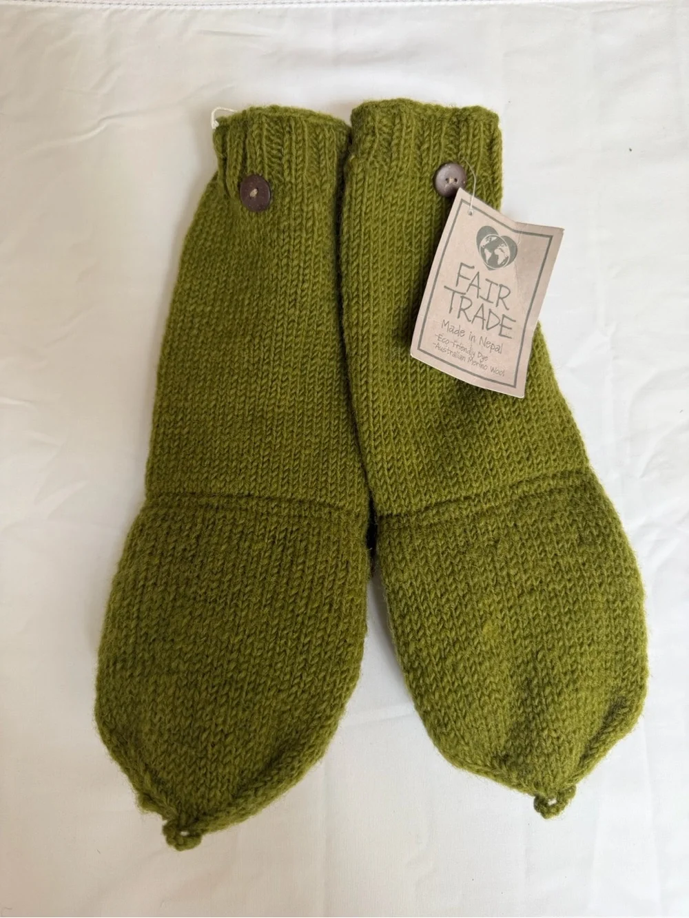 Olive Green Kids Knit Mittens